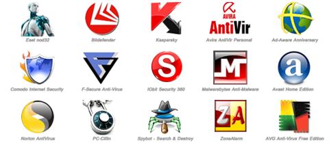 A collection of icons for a variety of anti-virus programs